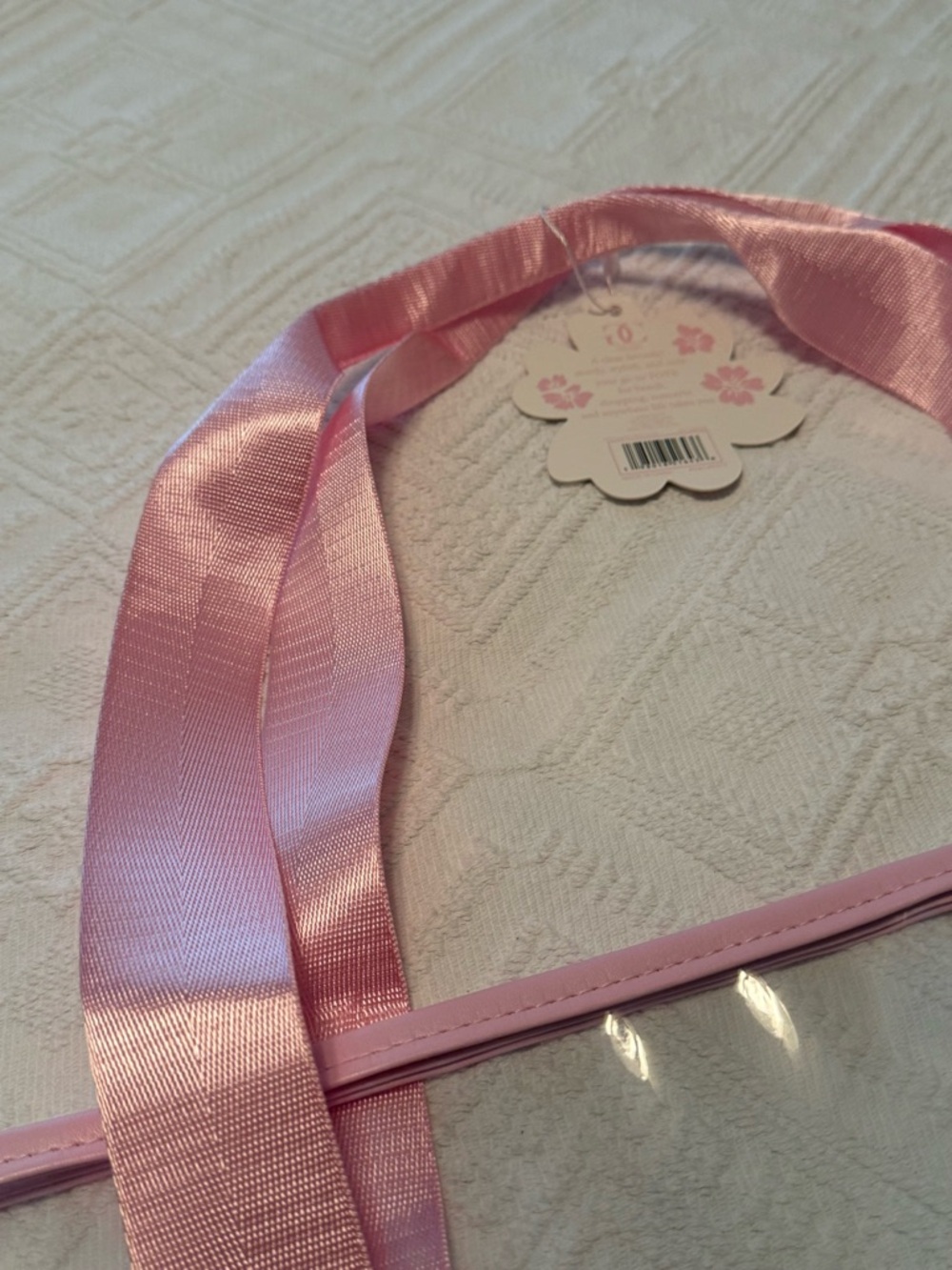 Tote bag - clear w/pink handles straps. 19x14x3. New w/tags. No flaws. - Picture 3 of 11